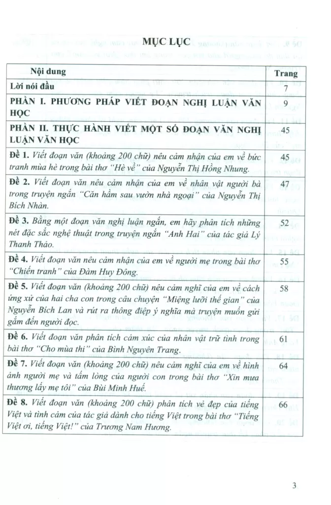 HƯỚNG DẪN KĨ NĂNG VIẾT ĐOẠN NGHỊ LUẬN VĂN HỌC MÔN NGỮ VĂN (Dành cho học sinh luyện thi vào lớp 10 THPT)